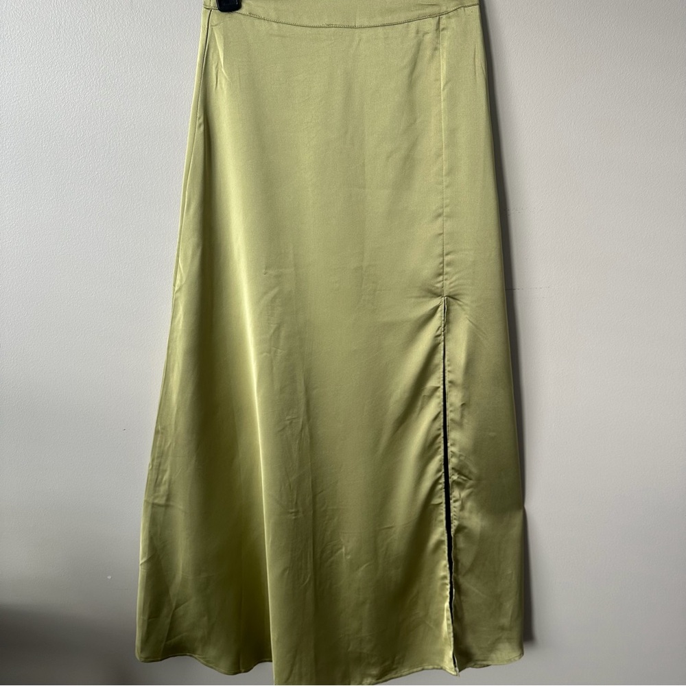 NWT Sincerely Jules Olive Green Satin Women's Skirt